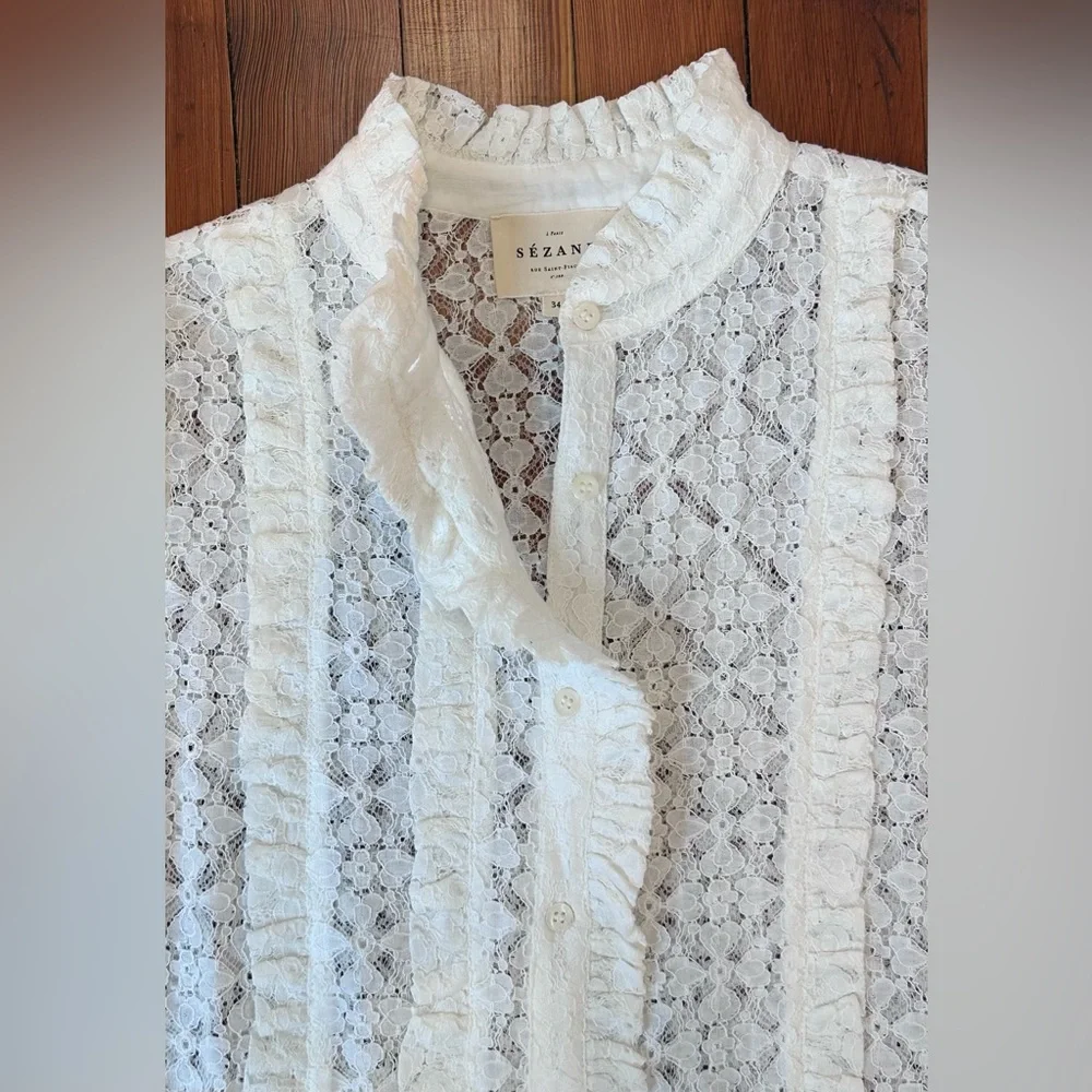 Sezane White Lace Blouse - Picture 8 of 14